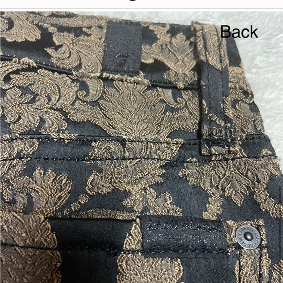 7 For All Mankind black / gold color tapestry skinny pants - Picture 2 of 16